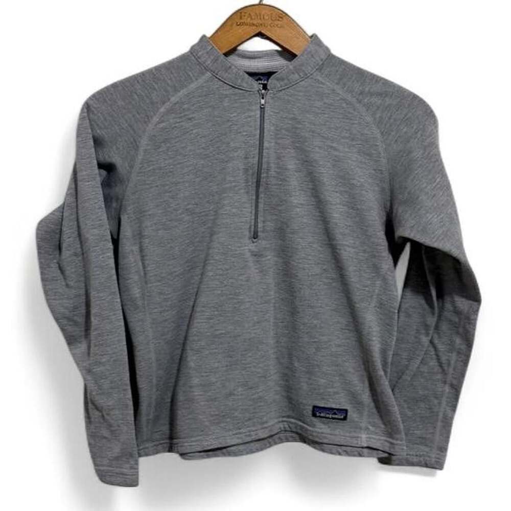 Patagonia Polartec 1/4 Zip Pullover Size M Grey Grid Fleece USA Made